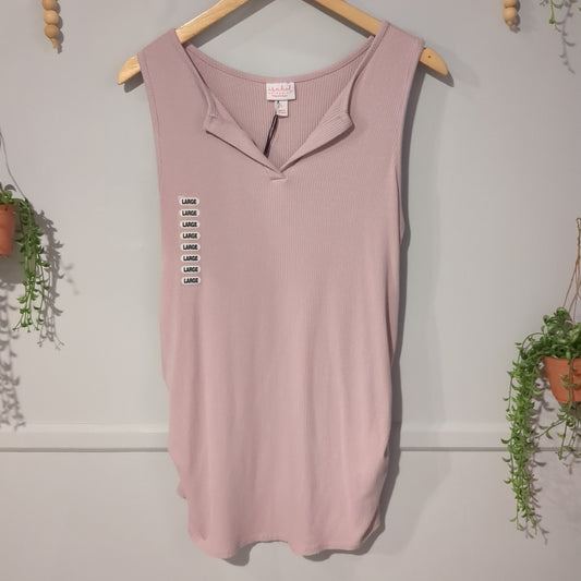 Split v-neck ribbed knit fitted tank, Mauve