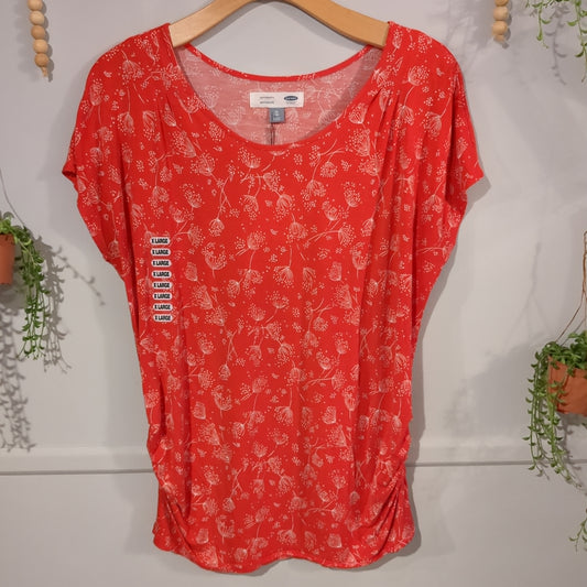 Boho floral SS tee, Red