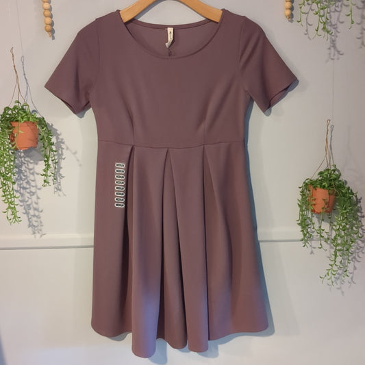 Pleated A-line SS mini dress, Multi