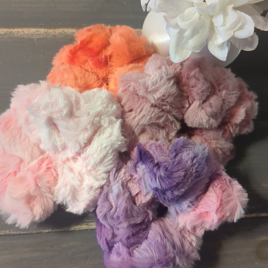 Faux fur oversized scrunchies, Asst'd