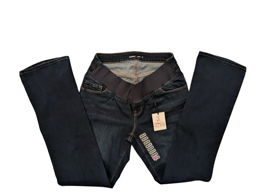 Under-belly panel 32" bootcut jeans, Dark wash