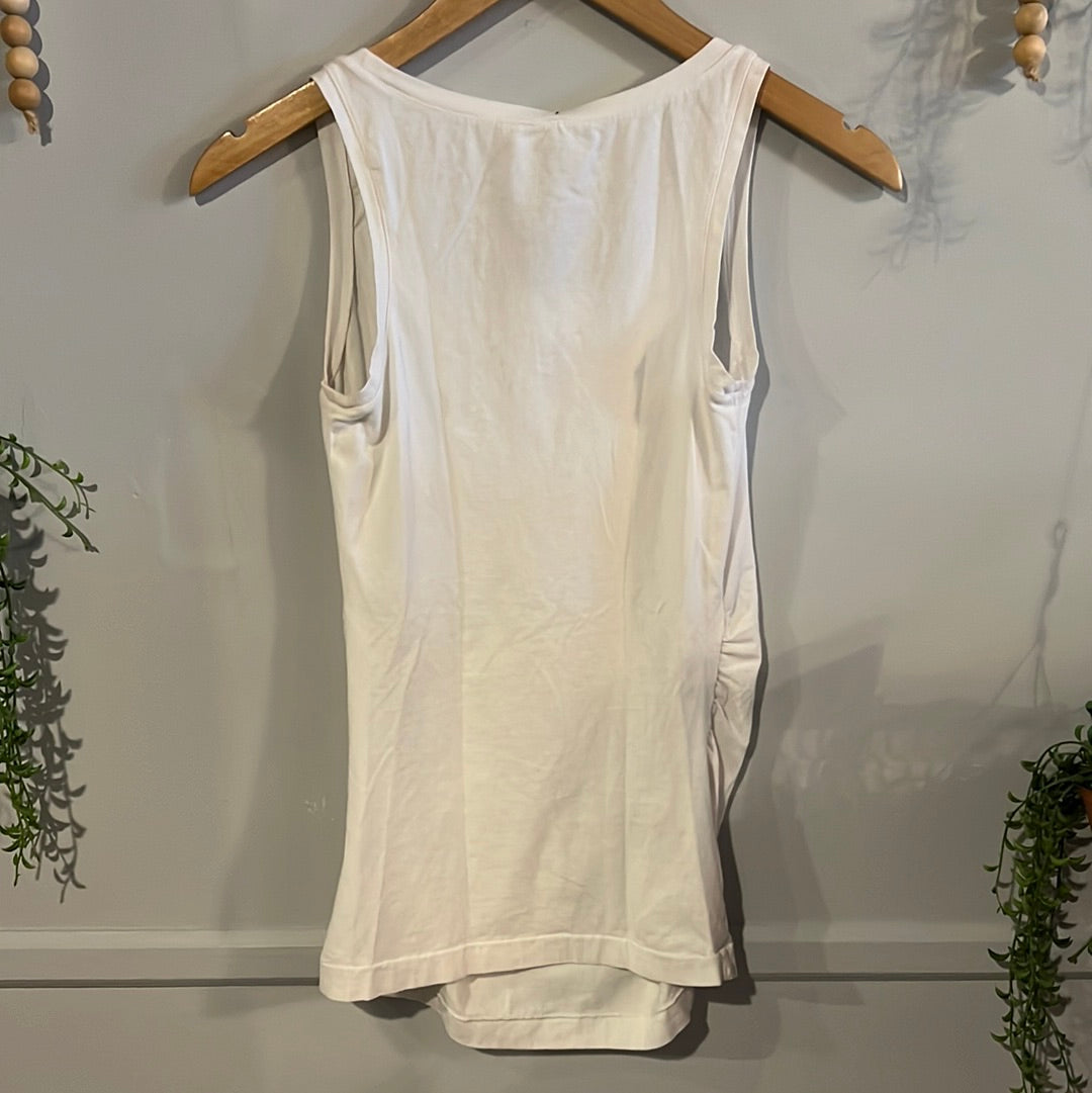 Active fitted scoop neck tank, White