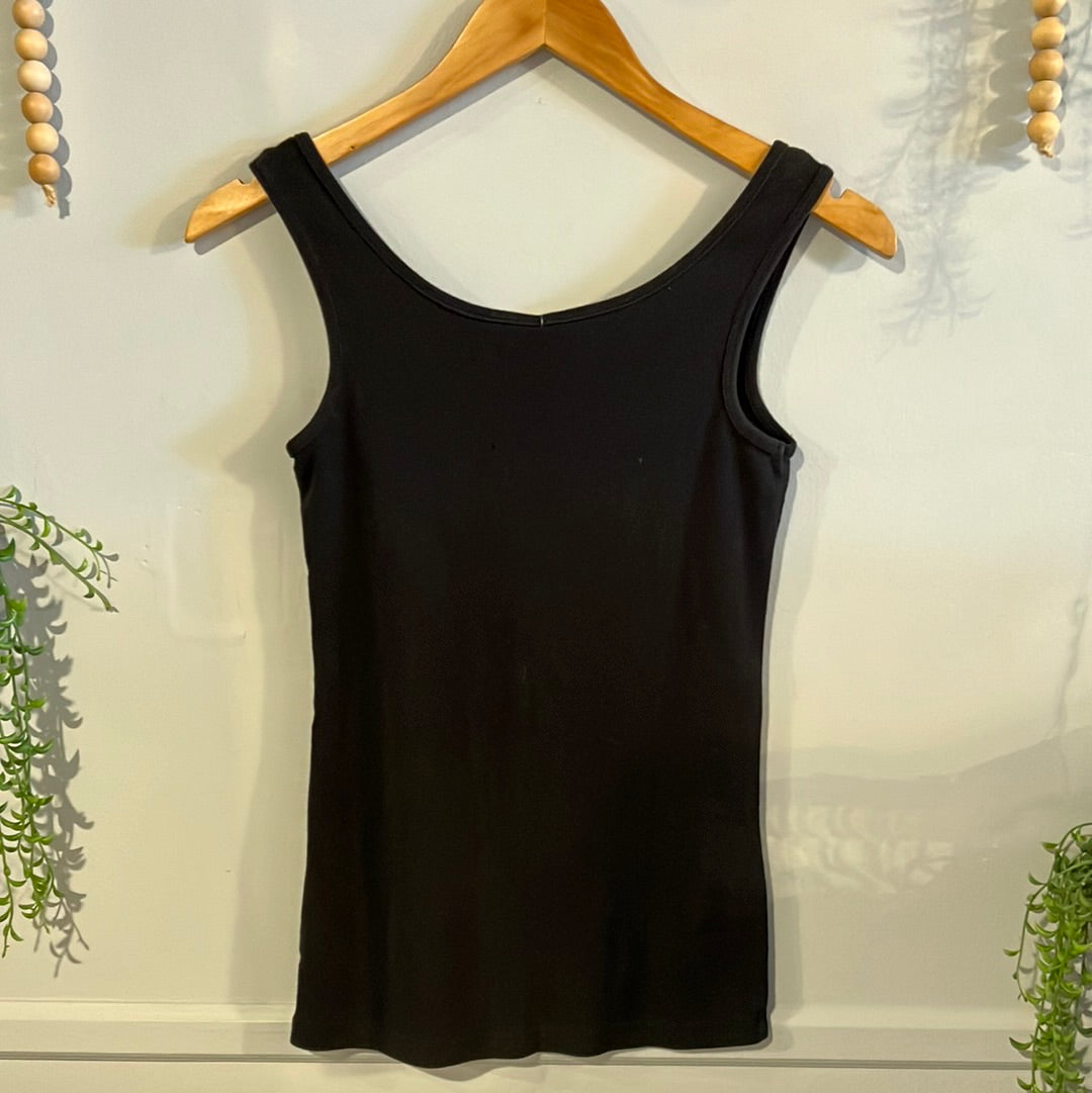 Basic double scoop neck tank, Black