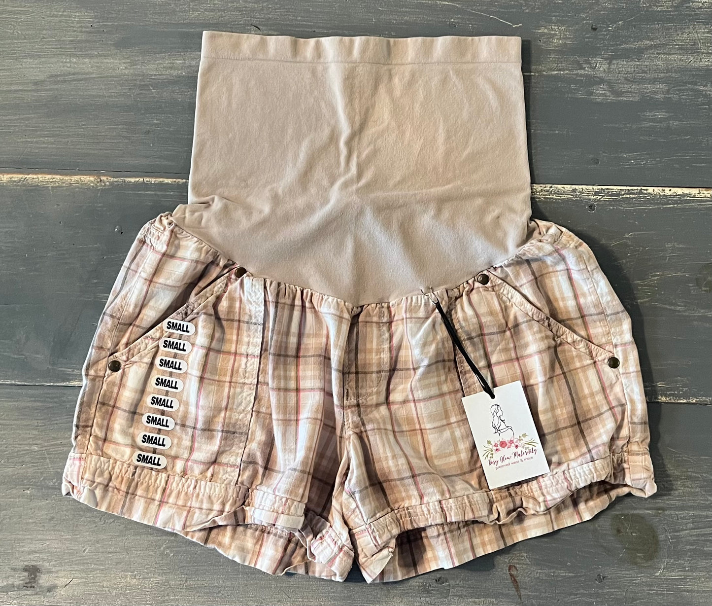 Full panel 4” casual shorts, Cream plaid