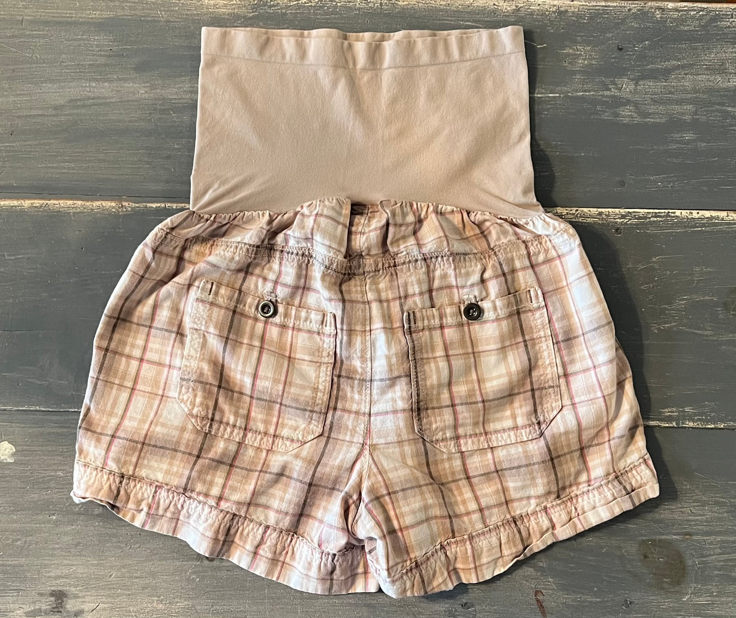 Full panel 4” casual shorts, Cream plaid