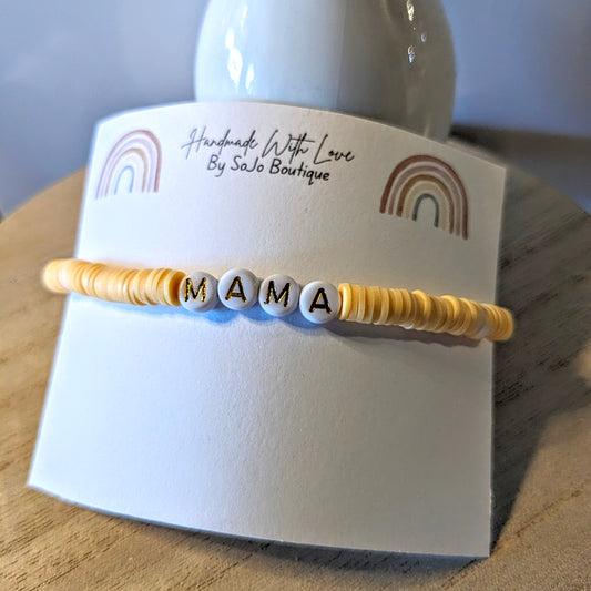 Handmade 'mama' bead bracelet, Asst'd