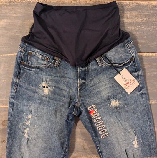 Full panel 26" distressed girlfriend jeans, Medium wash