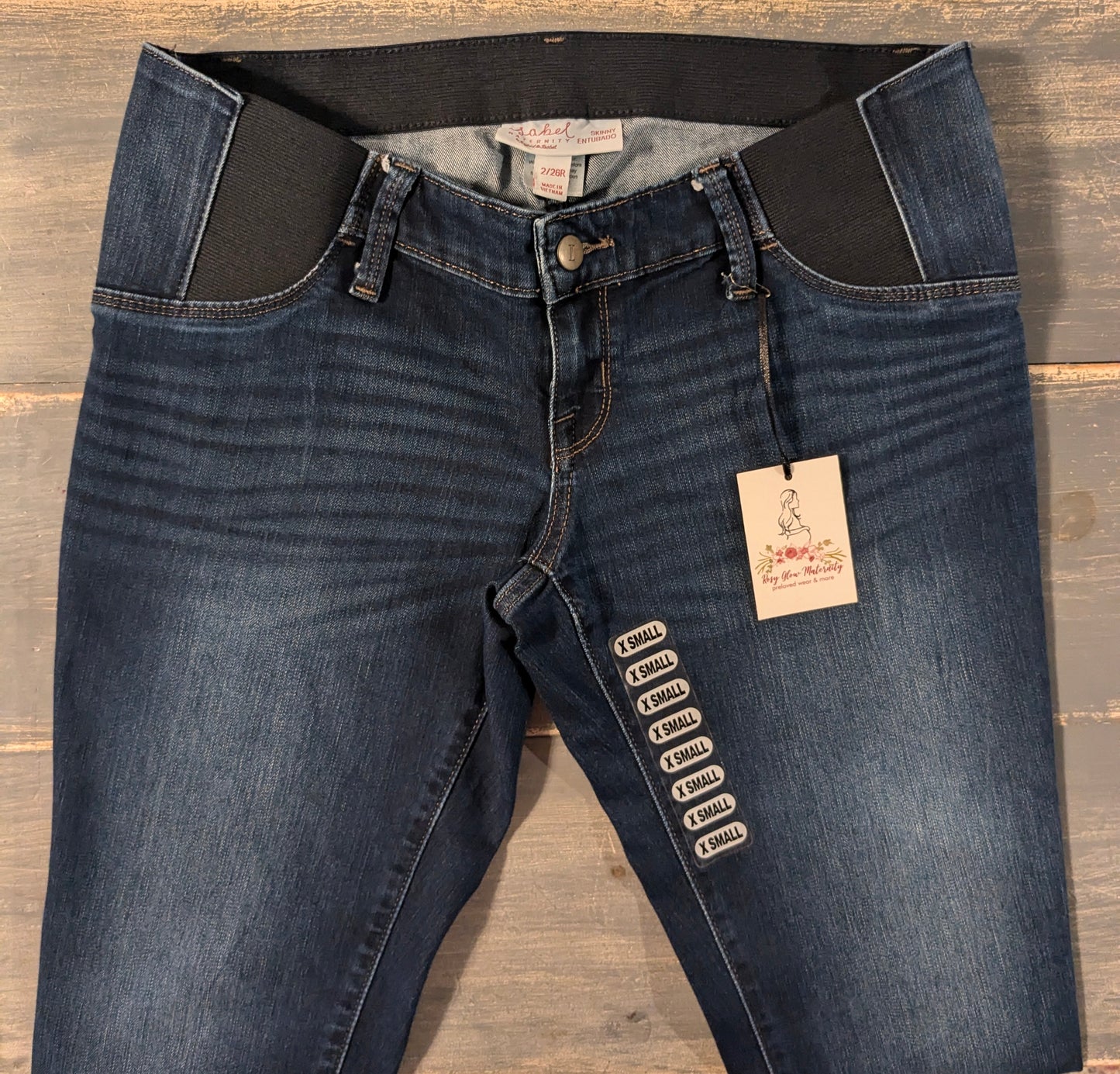 Side panels 27" skinny jeans, Multi wash