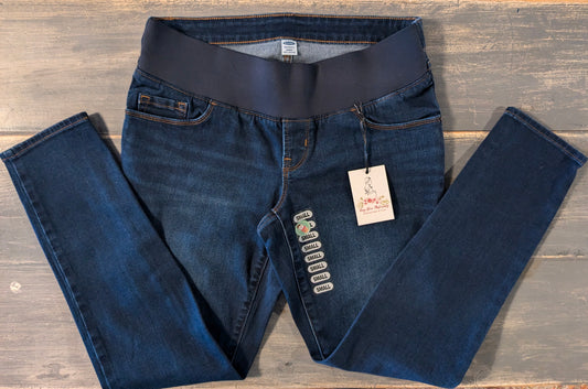 Under-belly panel 26" skinny jeans, Dark wash