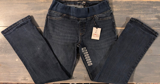 Under-belly panel 28" bootcut jeans, Dark wash