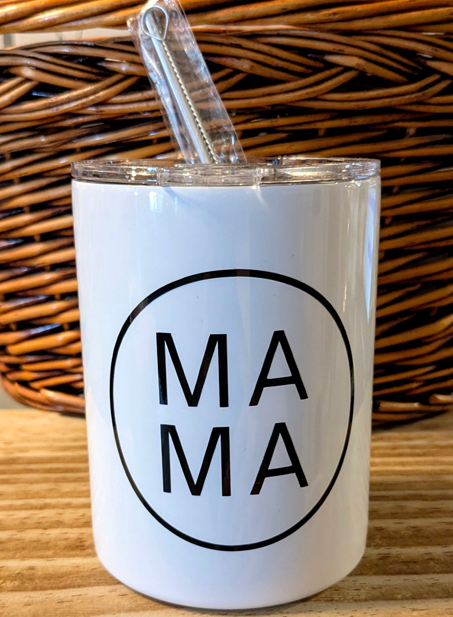 Handmade stainless tumbler w/ lid & straw, Asst'd