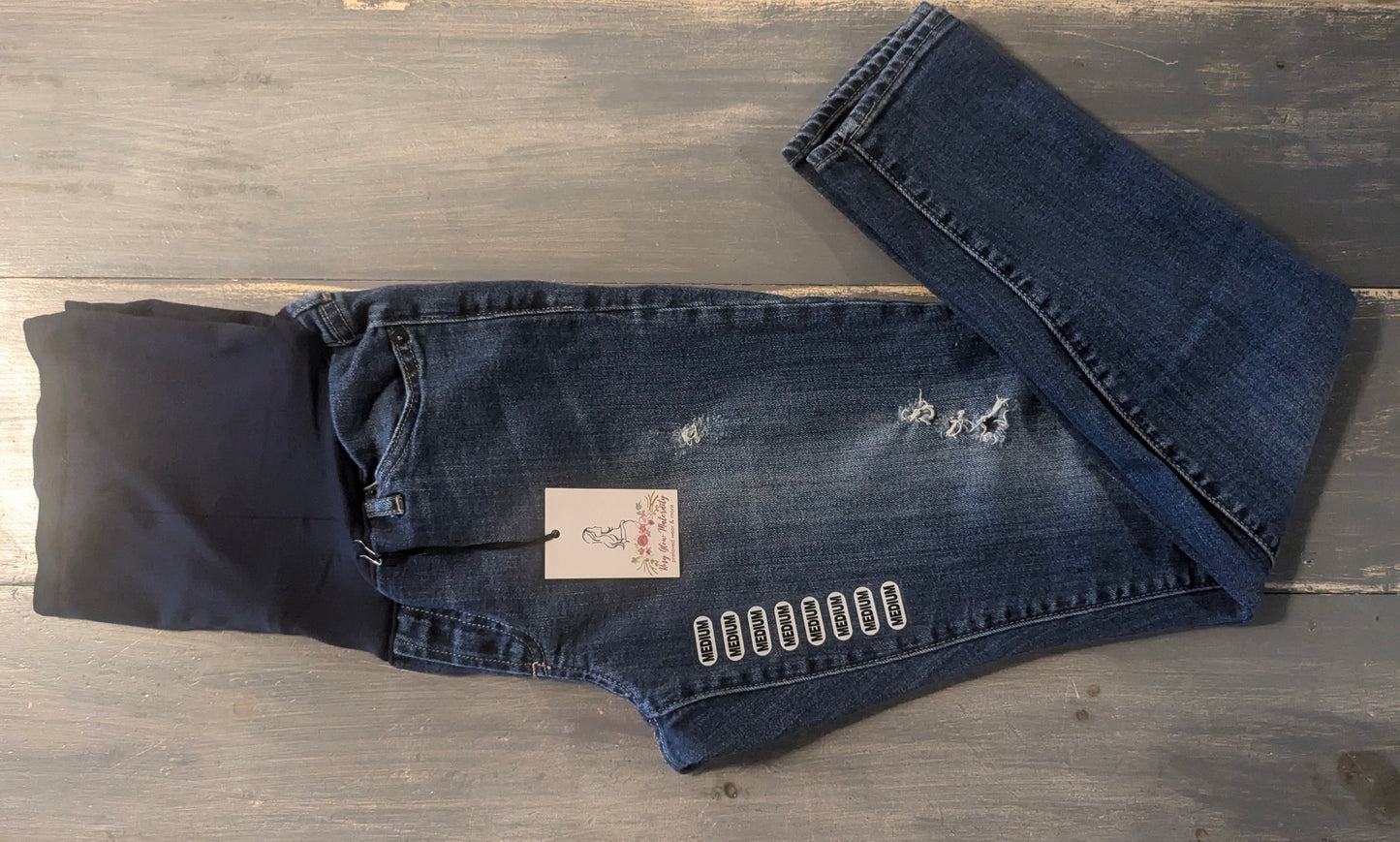 Full panel distressed 29" skinny jeans, Dark wash