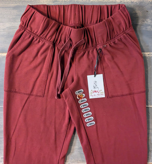 Under-belly panel 26" cozy joggers, Burgundy