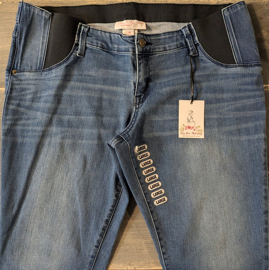 Side panels 27" skinny jeans, Multi wash