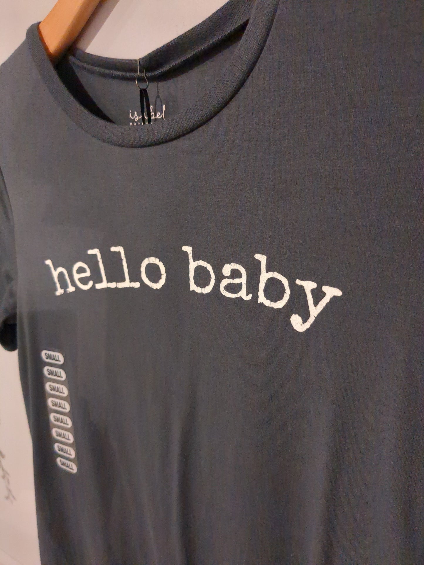 'hello baby' graphic SS tee, Dark Grey