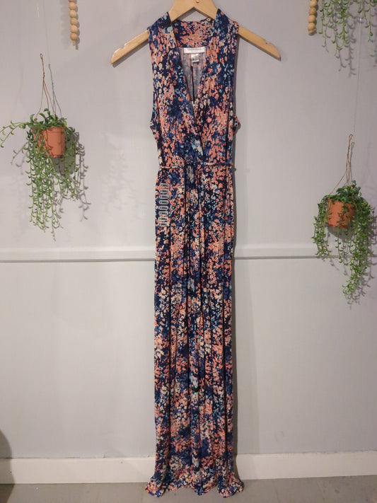 Classic crisscross tank maxi dress, Blue dots