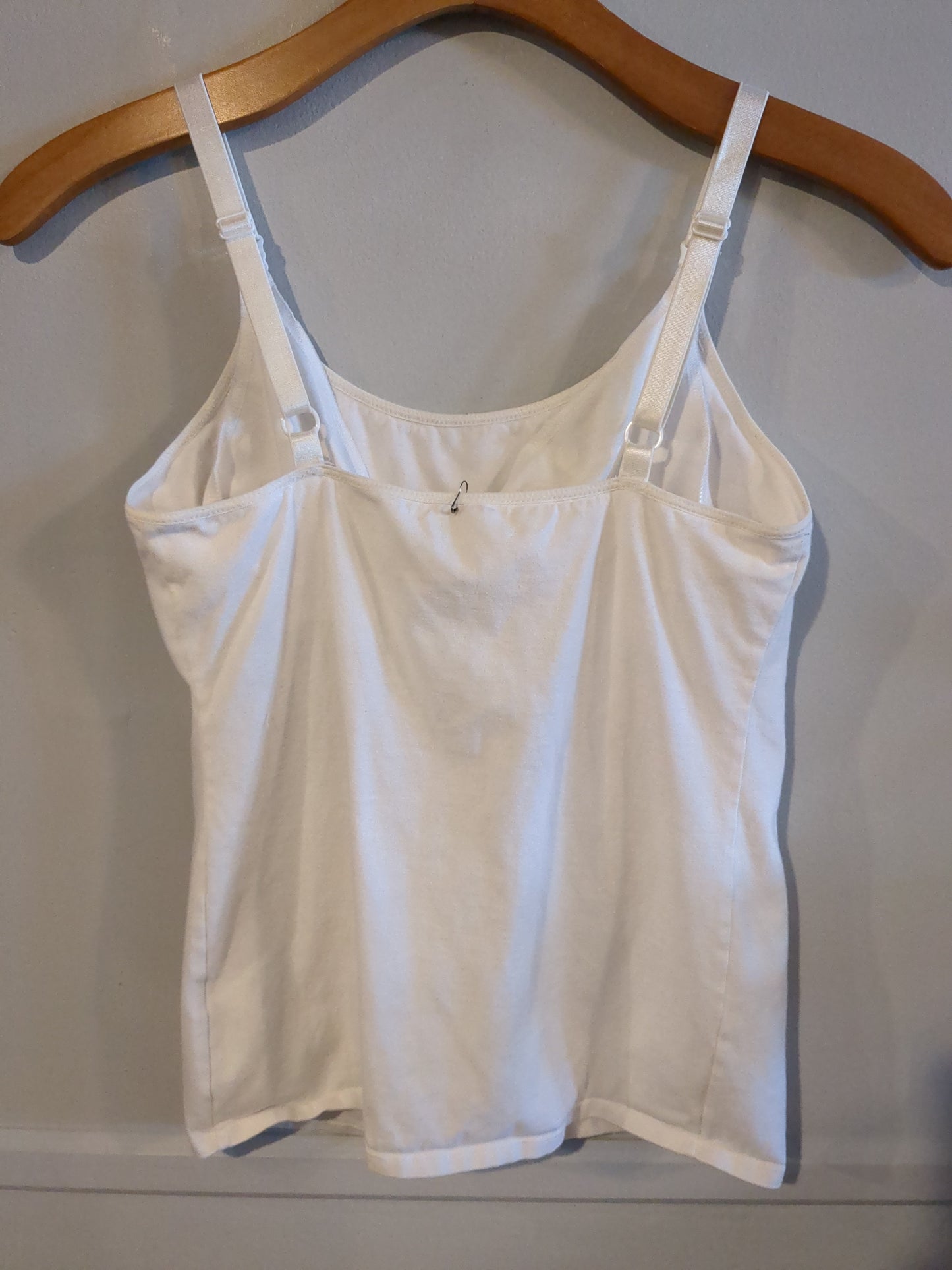 Shelf-bra clasp strap cotton cami, White -NF