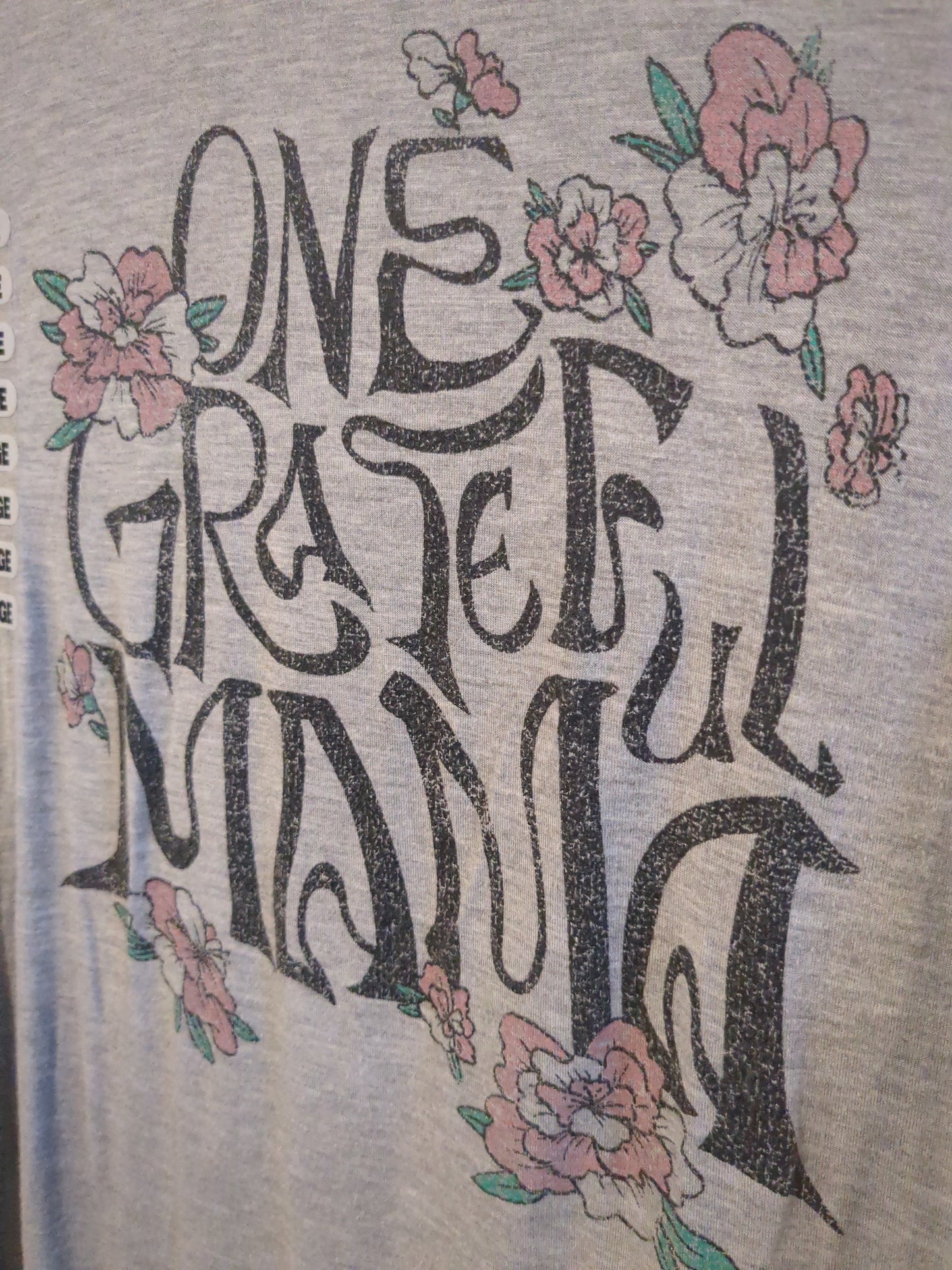 'One Grateful Mama' LS graphic tee, Grey